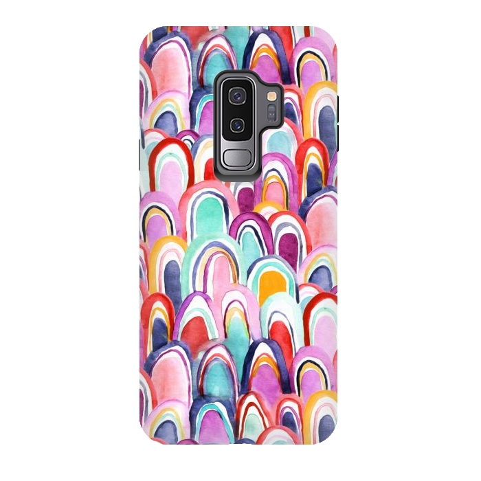 Galaxy S9 plus StrongFit Colorful Watercolor Mermaid Scales  by Tigatiga