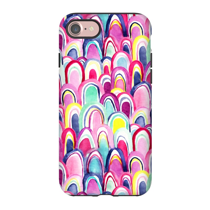 iPhone 7 StrongFit Bright Watercolor Mermaid Scales  by Tigatiga