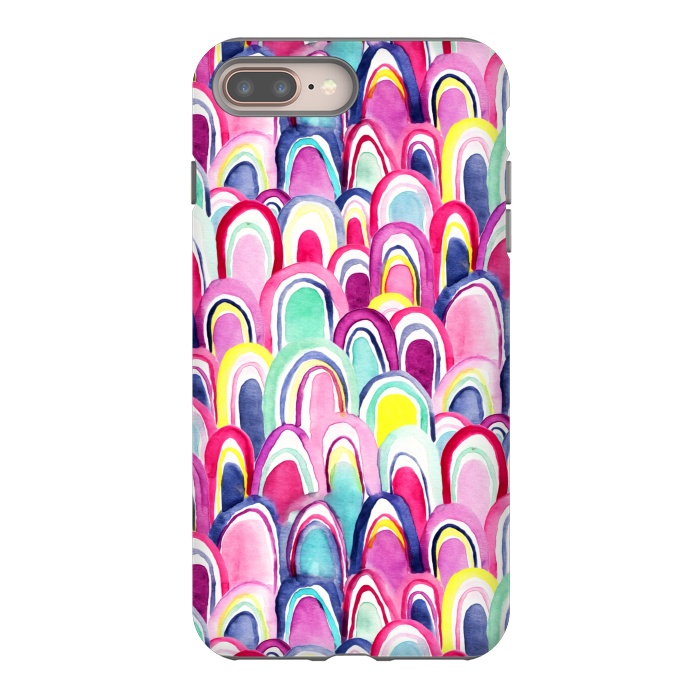 iPhone 7 plus StrongFit Bright Watercolor Mermaid Scales  by Tigatiga