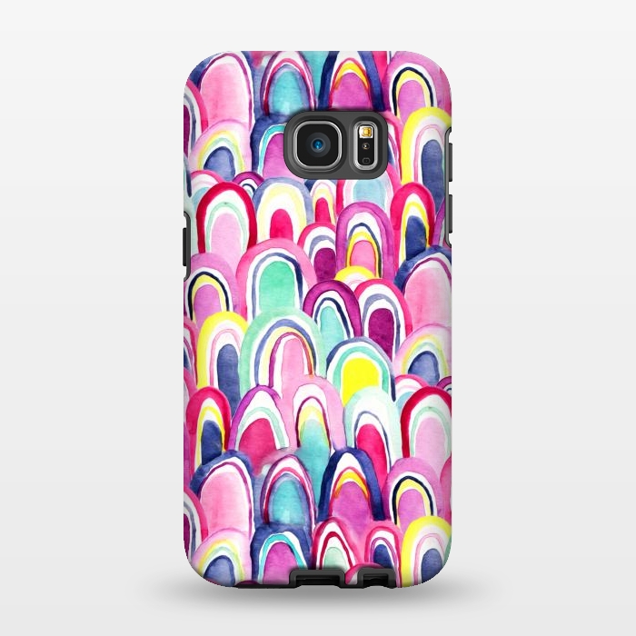 Galaxy S7 EDGE StrongFit Bright Watercolor Mermaid Scales  by Tigatiga