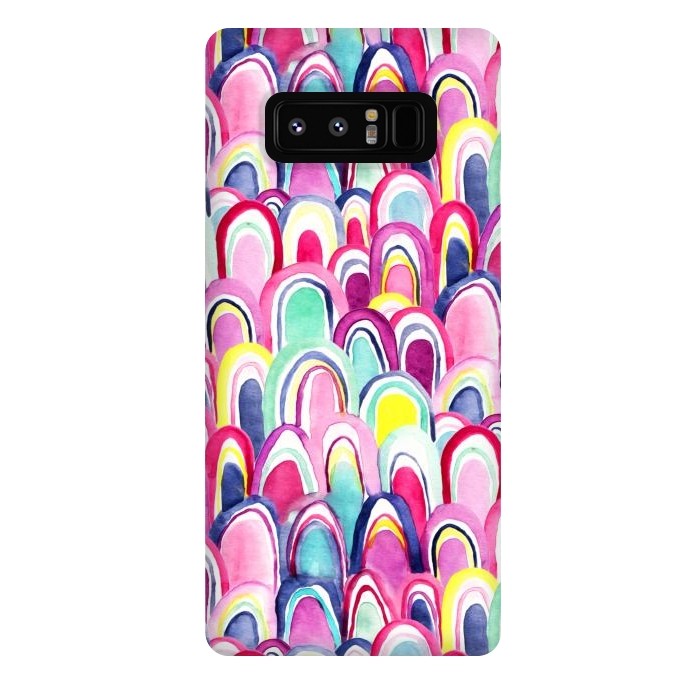 Galaxy Note 8 StrongFit Bright Watercolor Mermaid Scales  by Tigatiga