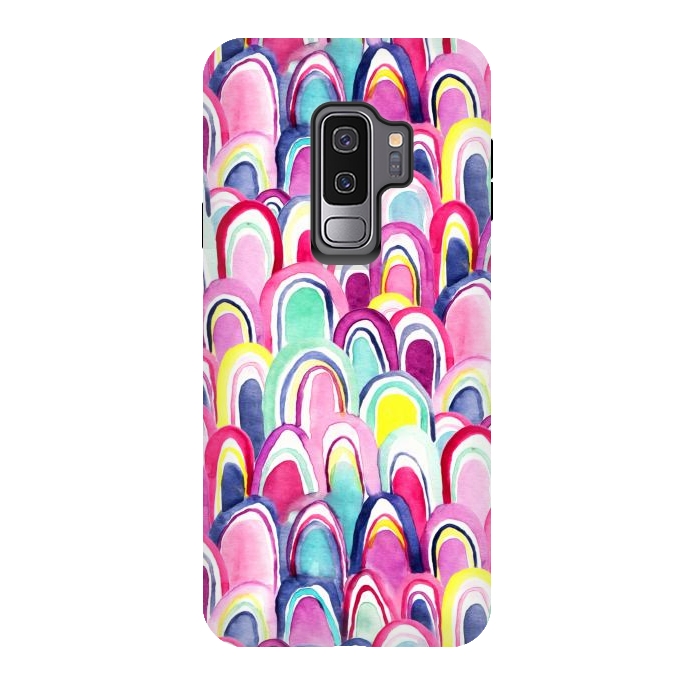Galaxy S9 plus StrongFit Bright Watercolor Mermaid Scales  by Tigatiga