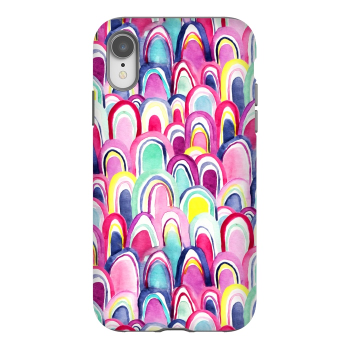 iPhone Xr StrongFit Bright Watercolor Mermaid Scales  by Tigatiga