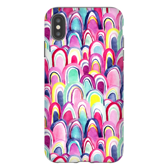 iPhone Xs Max StrongFit Bright Watercolor Mermaid Scales  by Tigatiga