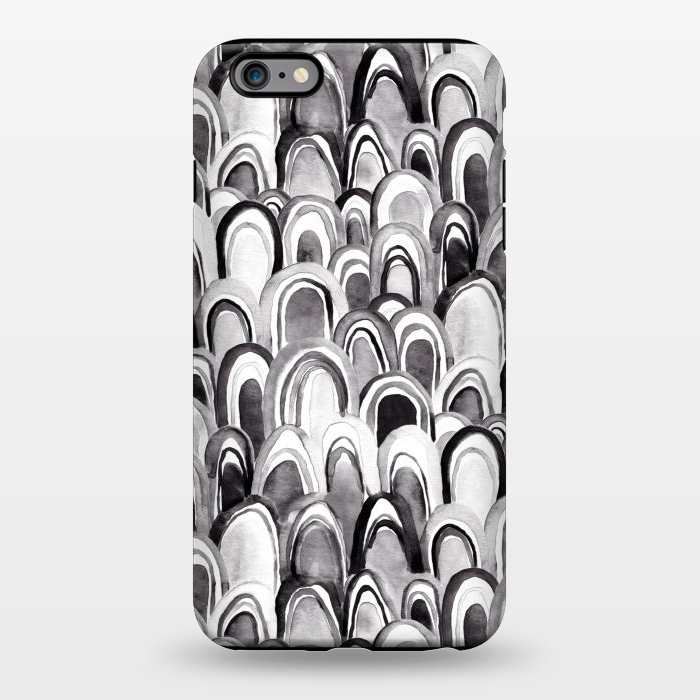 iPhone 6/6s plus StrongFit Black & White Watercolor Mermaid Scales  by Tigatiga
