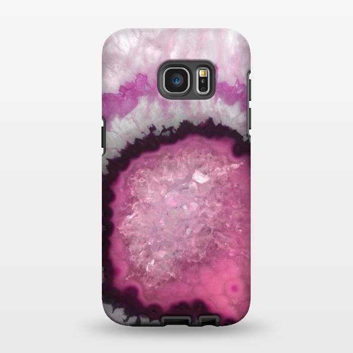 Galaxy S7 EDGE StrongFit Pink and White Crystal Agate by  Utart