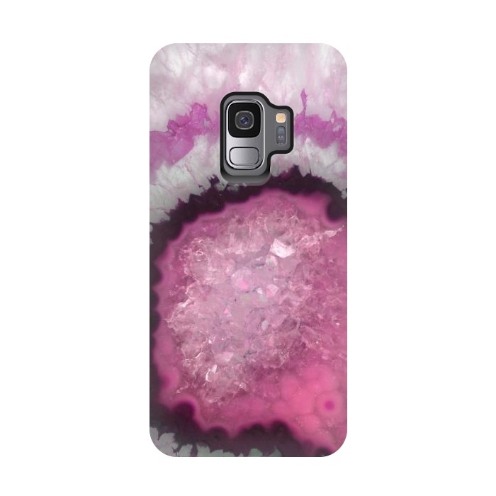 Galaxy S9 StrongFit Pink and White Crystal Agate by  Utart