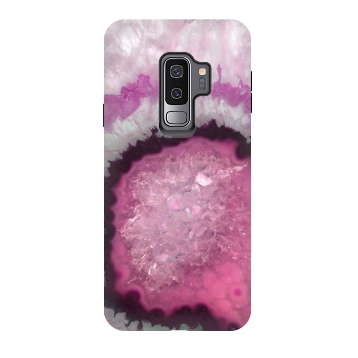 Galaxy S9 plus StrongFit Pink and White Crystal Agate by  Utart