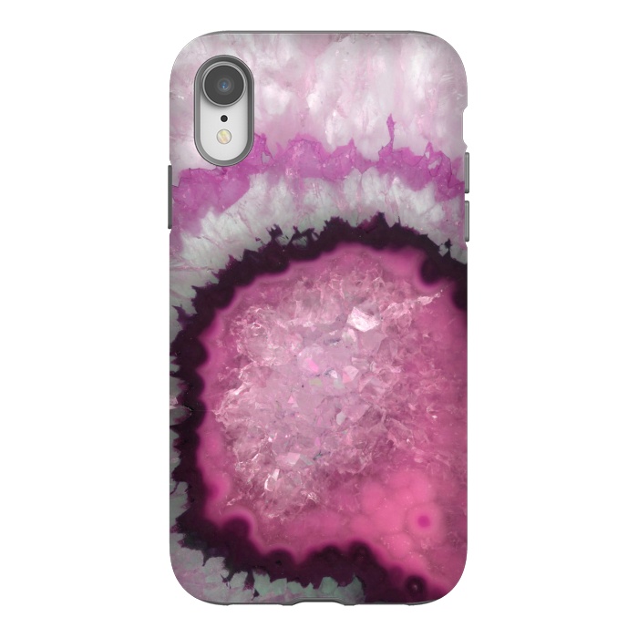 iPhone Xr StrongFit Pink and White Crystal Agate by  Utart