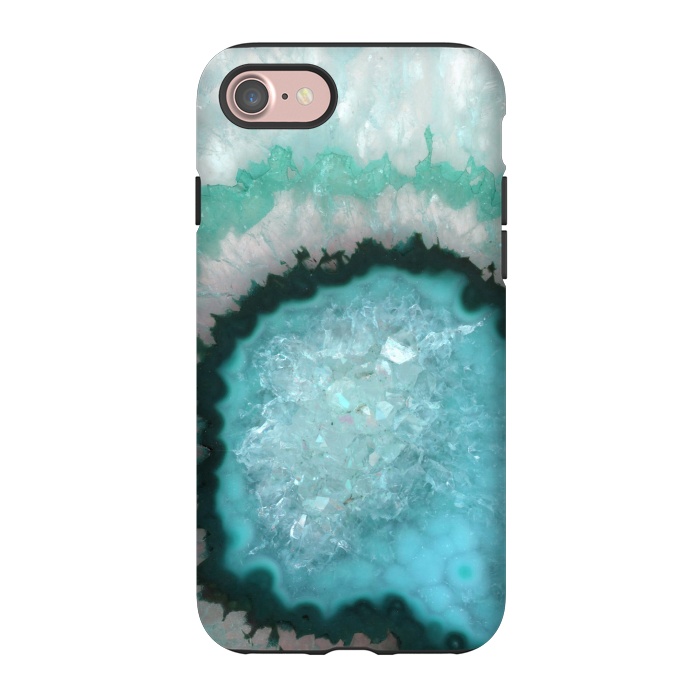 iPhone 7 StrongFit Teal White and Green Crystal Agate by  Utart