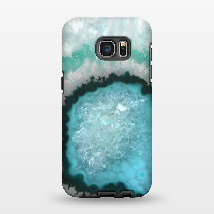 Galaxy S7 EDGE StrongFit Teal White and Green Crystal Agate by  Utart