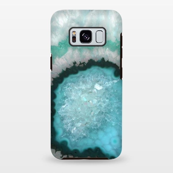 Galaxy S8 plus StrongFit Teal White and Green Crystal Agate by  Utart