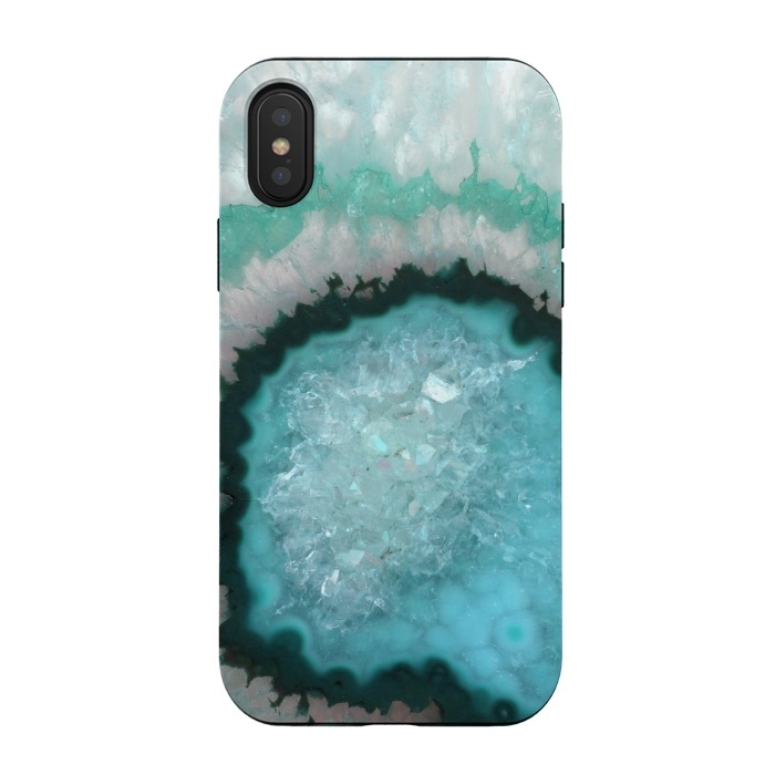 iPhone Xs / X StrongFit Teal White and Green Crystal Agate by  Utart