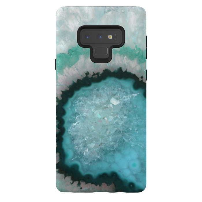Galaxy Note 9 StrongFit Teal White and Green Crystal Agate by  Utart