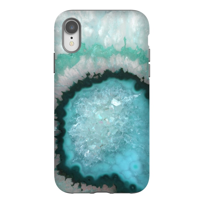 iPhone Xr StrongFit Teal White and Green Crystal Agate by  Utart