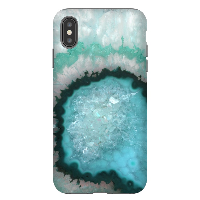 iPhone Xs Max StrongFit Teal White and Green Crystal Agate by  Utart