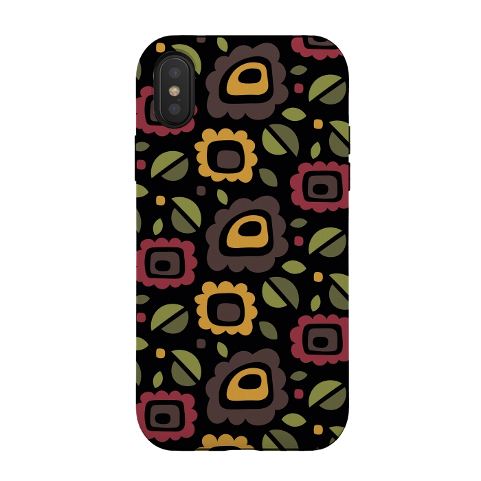 iPhone Xs / X StrongFit Retro Flowers Pattern by Majoih