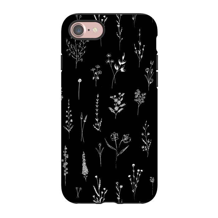 iPhone 7 StrongFit Black Wildflowers by Anis Illustration