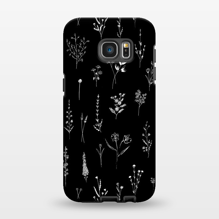 Galaxy S7 EDGE StrongFit Black Wildflowers by Anis Illustration