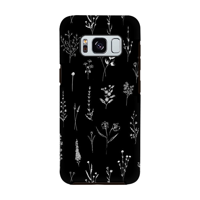 Galaxy S8 StrongFit Black Wildflowers by Anis Illustration