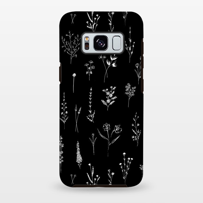Galaxy S8 plus StrongFit Black Wildflowers by Anis Illustration