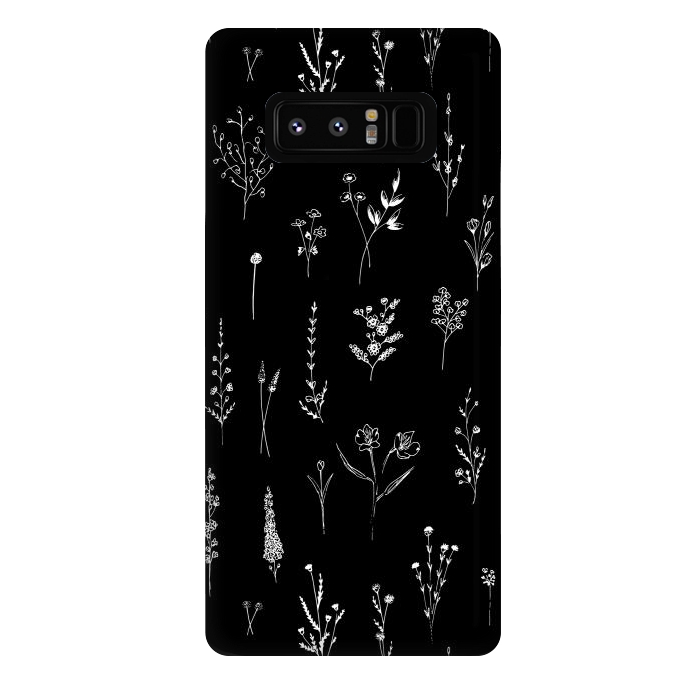 Galaxy Note 8 StrongFit Black Wildflowers by Anis Illustration