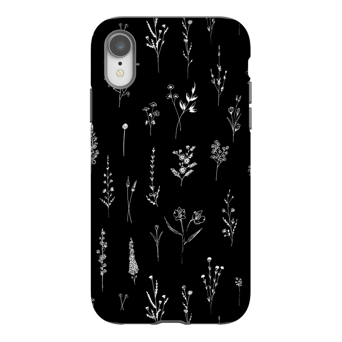 iPhone Xr StrongFit Black Wildflowers by Anis Illustration
