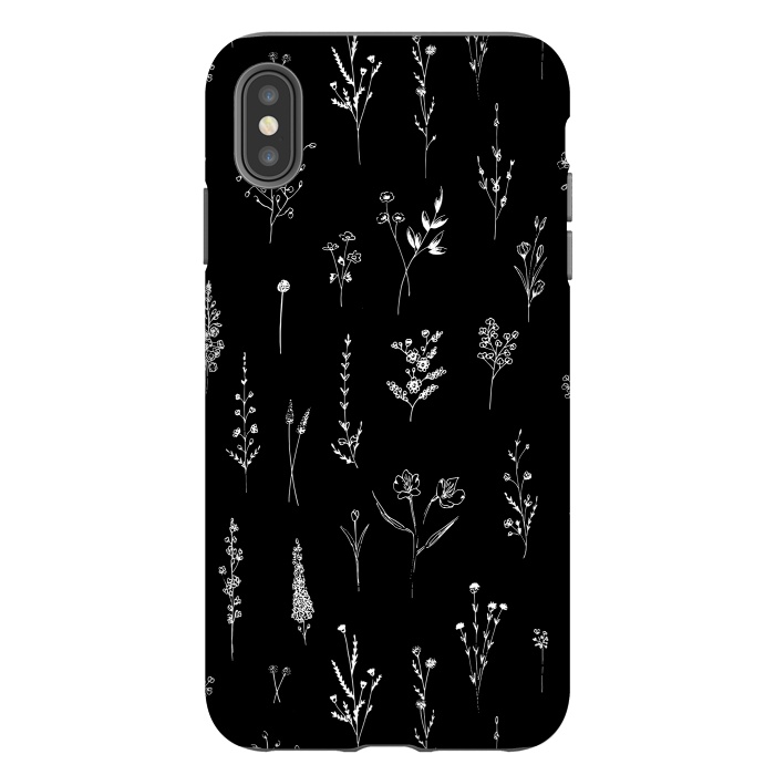 iPhone Xs Max StrongFit Black Wildflowers by Anis Illustration
