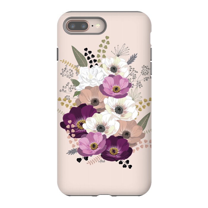 iPhone 7 plus StrongFit Anemones Bouquet Nude by Anis Illustration