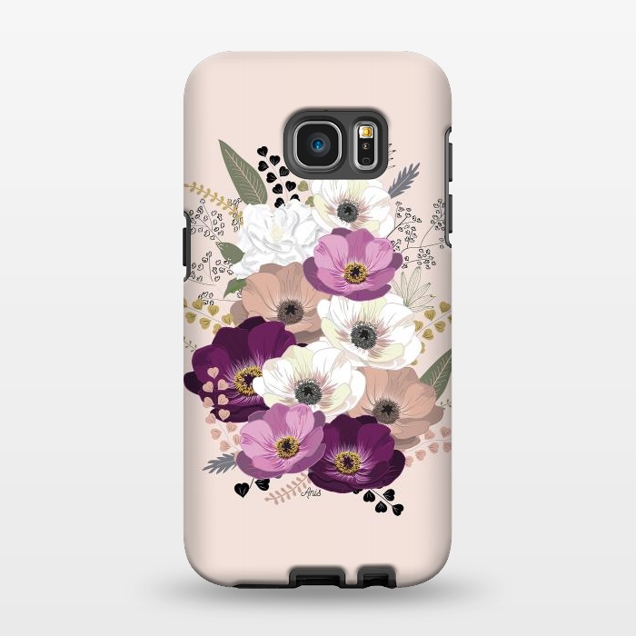 Galaxy S7 EDGE StrongFit Anemones Bouquet Nude by Anis Illustration