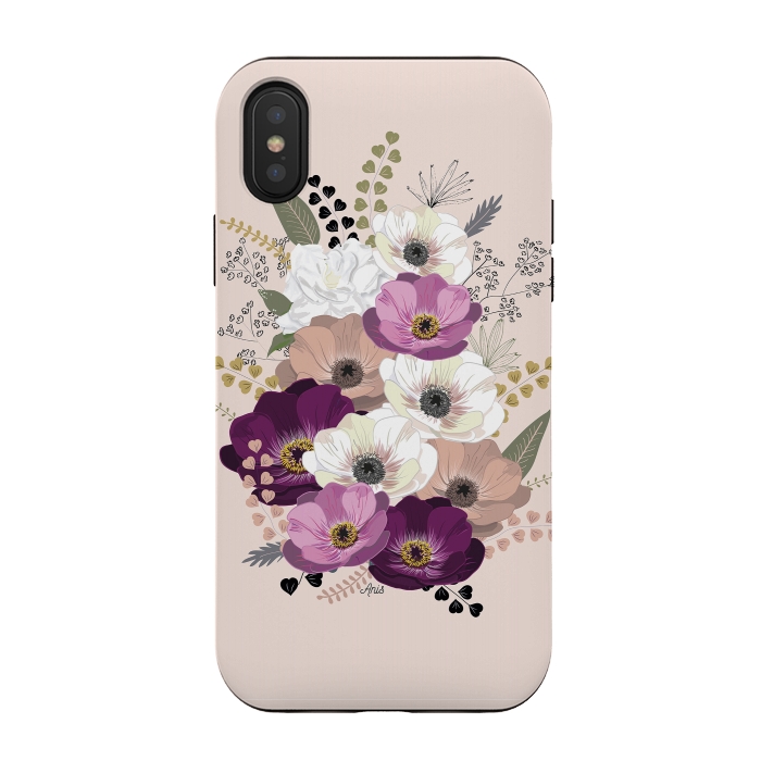 iPhone Xs / X StrongFit Anemones Bouquet Nude by Anis Illustration