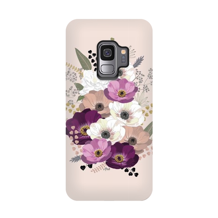 Galaxy S9 StrongFit Anemones Bouquet Nude by Anis Illustration