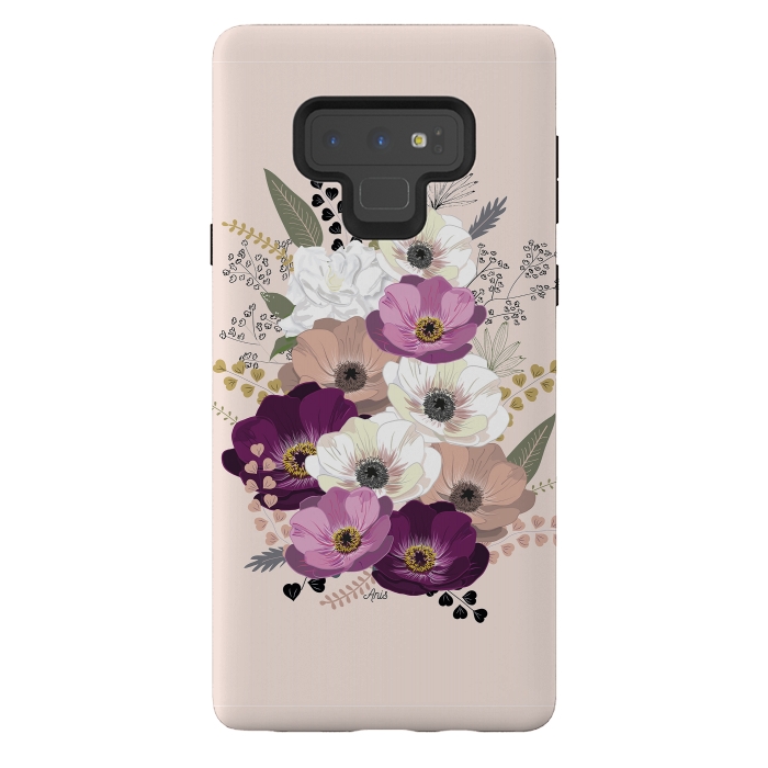 Galaxy Note 9 StrongFit Anemones Bouquet Nude by Anis Illustration