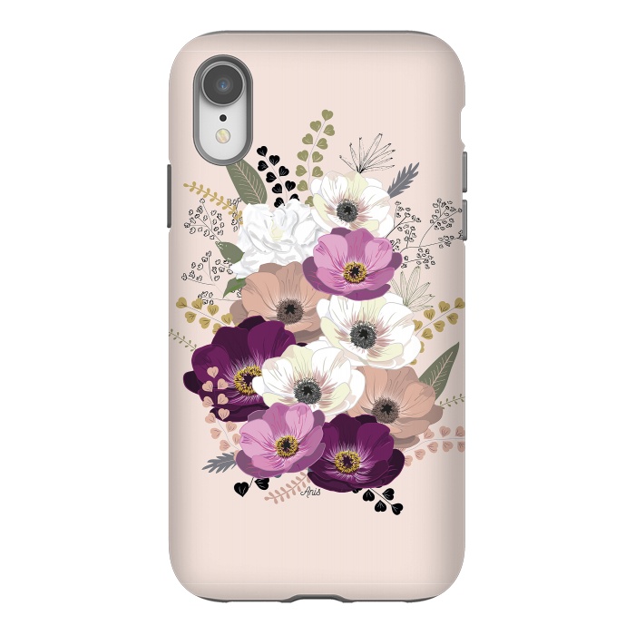 iPhone Xr StrongFit Anemones Bouquet Nude by Anis Illustration