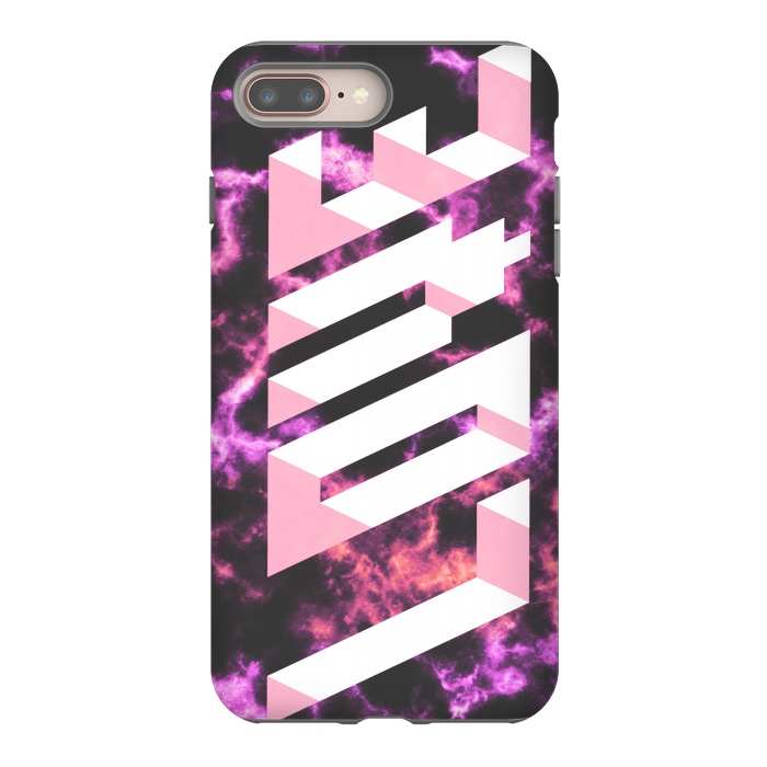 iPhone 7 plus StrongFit Love - 3D pink typography on magenta dark marble by Oana 
