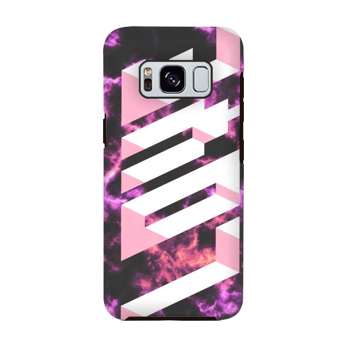 Galaxy S8 StrongFit Love - 3D pink typography on magenta dark marble by Oana 