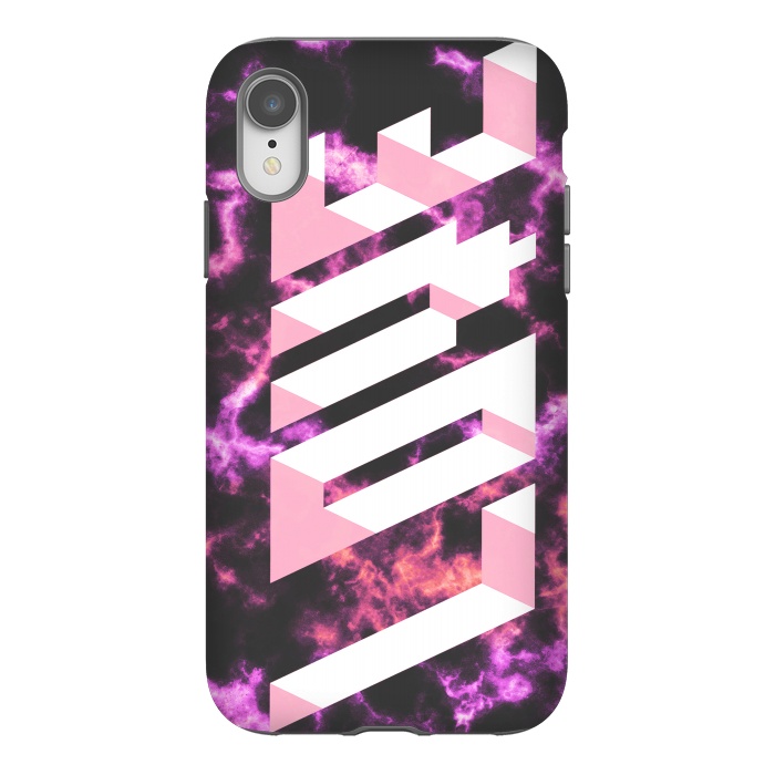 iPhone Xr StrongFit Love - 3D pink typography on magenta dark marble by Oana 
