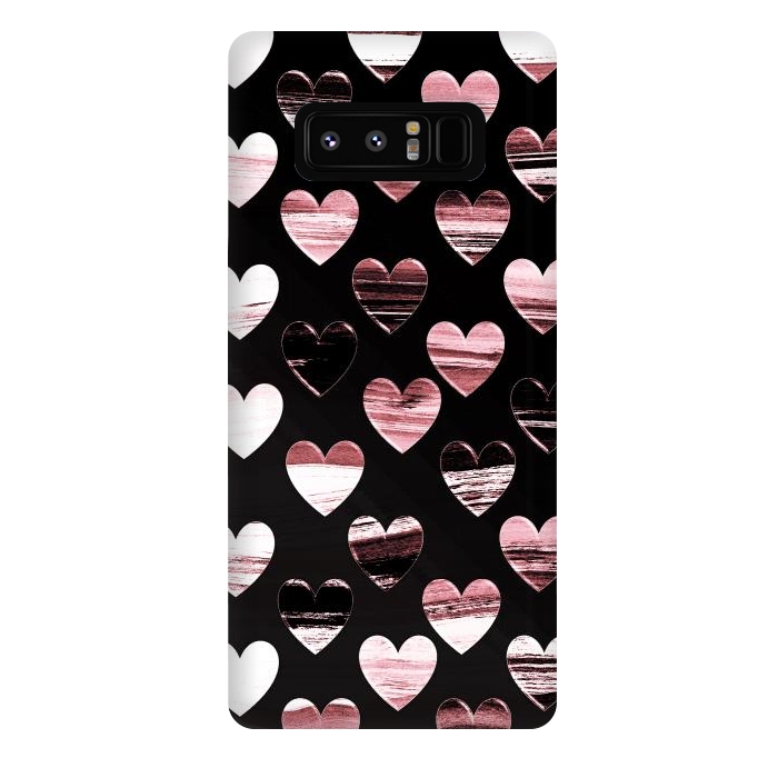 Galaxy Note 8 StrongFit Pink white brushed chocolate hearts on black backgroung by Oana 