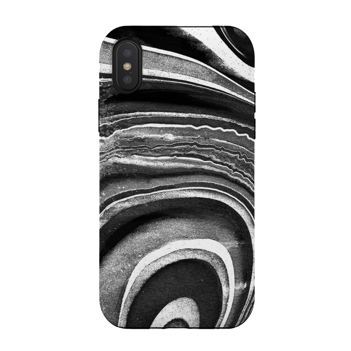 iPhone Xs / X StrongFit Painted black and white marble stripes by Oana 