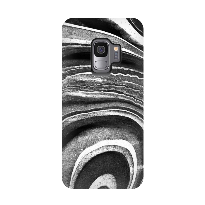 Galaxy S9 StrongFit Painted black and white marble stripes by Oana 