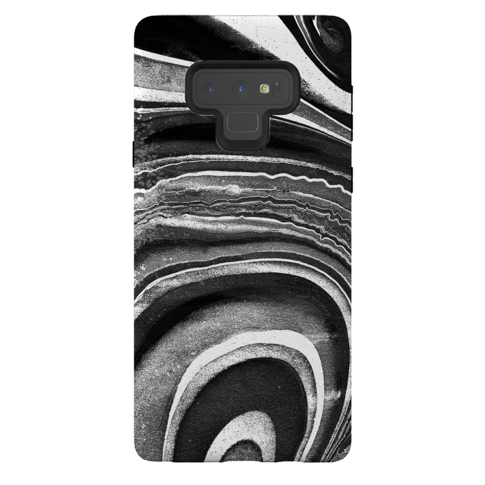 Galaxy Note 9 StrongFit Painted black and white marble stripes by Oana 