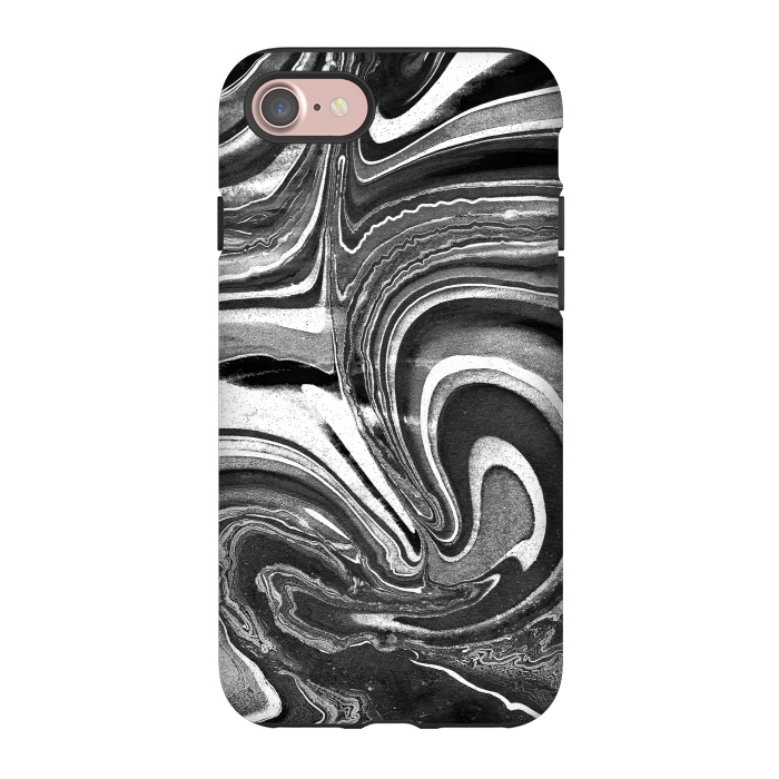 iPhone 7 StrongFit Black and white marble swirls abstract art by Oana 