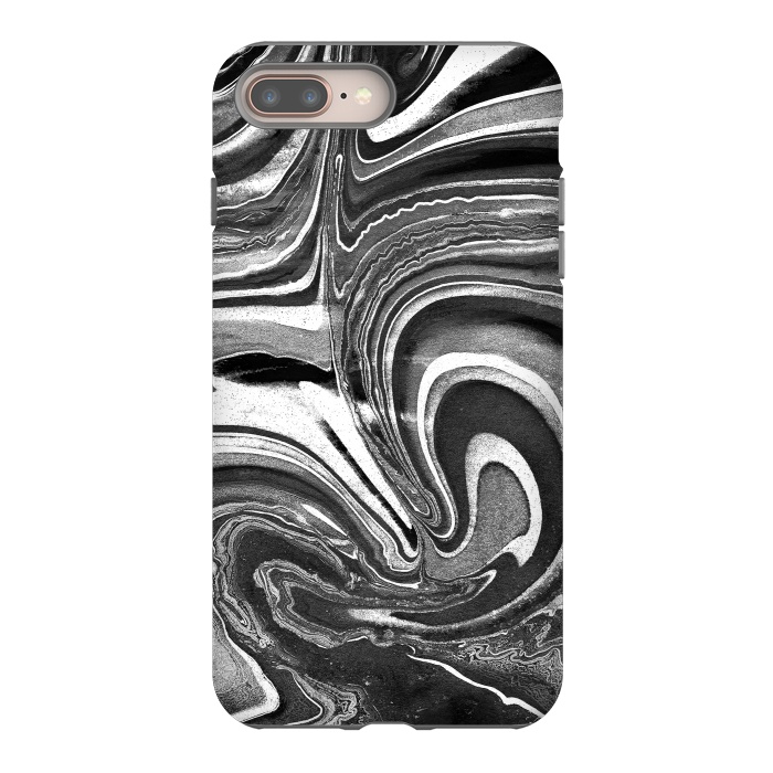 iPhone 7 plus StrongFit Black and white marble swirls abstract art by Oana 