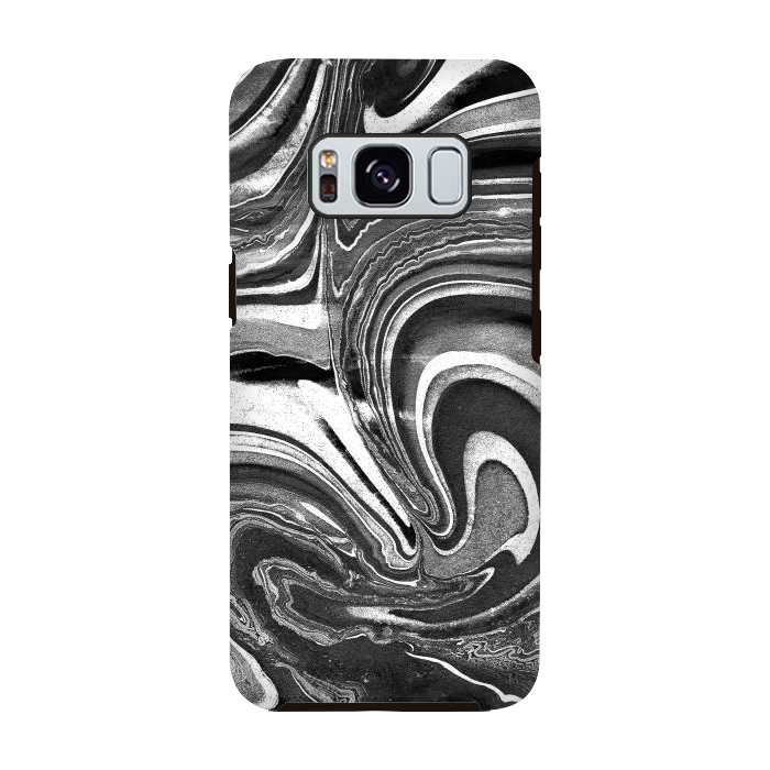 Galaxy S8 StrongFit Black and white marble swirls abstract art by Oana 