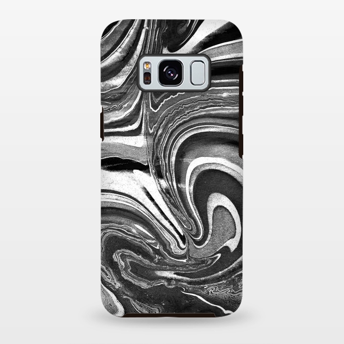 Galaxy S8 plus StrongFit Black and white marble swirls abstract art by Oana 