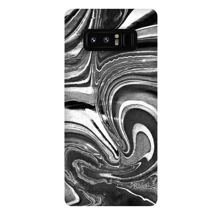 Galaxy Note 8 StrongFit Black and white marble swirls abstract art by Oana 