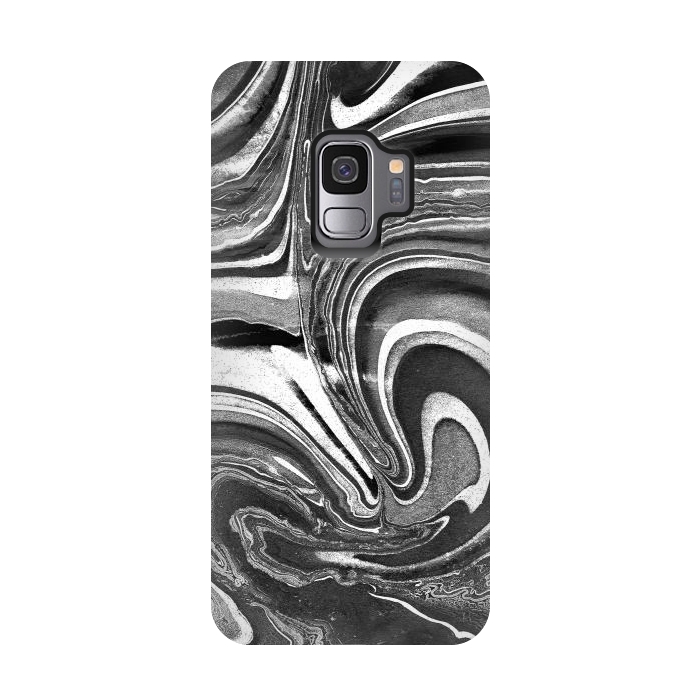 Galaxy S9 StrongFit Black and white marble swirls abstract art by Oana 