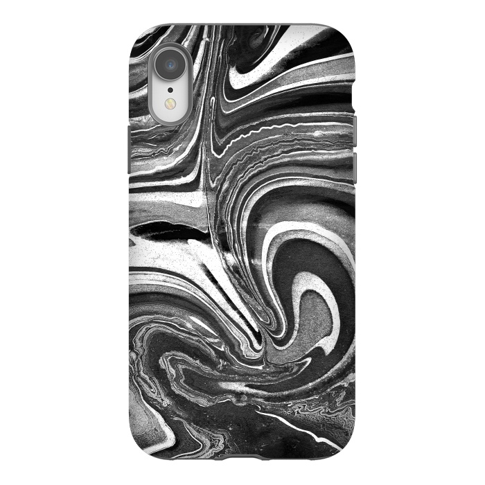iPhone Xr StrongFit Black and white marble swirls abstract art by Oana 
