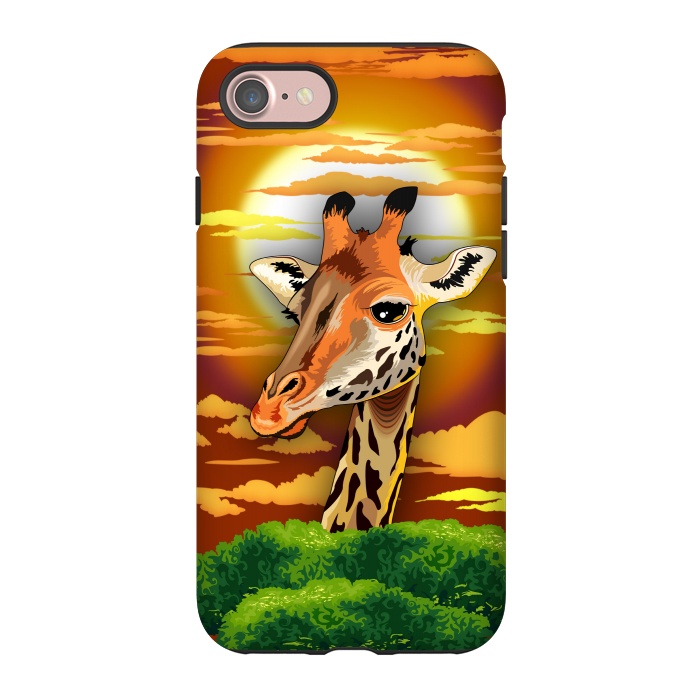 iPhone 7 StrongFit Giraffe on Wild African Savanna Sunset  by BluedarkArt