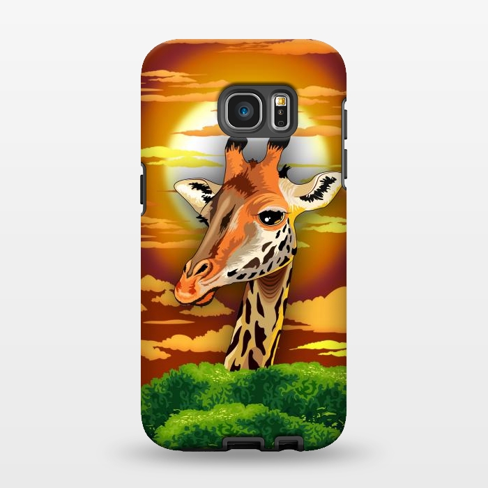 Galaxy S7 EDGE StrongFit Giraffe on Wild African Savanna Sunset  by BluedarkArt